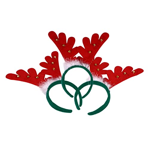 Ipetboom 3er Set Weihnachts Haarreif Mit Rentiergeweihen Lustiger Kopfschmuck Für Partys Feste Und Weihnachtsfeiern Roter Haarreifen Mit Kleinen Glöckchen Und Federn von Ipetboom