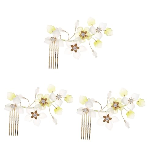 Ipetboom 3St Blumenkamm Haarkamm braut haarkamm Kopfschmuck für die Braut Tiara braut kopfschmuck Haarblumen für Frauen Hochzeit Handbuch schmücken Haarschmuck Brautjungfer Kopfbedeckung von Ipetboom