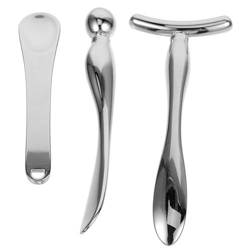 Ipetboom 3st Creme Hautpflege-tools Blendenset Gesicht Gerät Haarbürste Reinigungsmittel Massage Auge Make-up Löffel Graben Schönheitswerkzeug Silver Zinklegierung von Ipetboom
