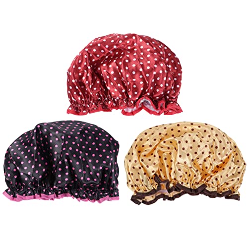 Ipetboom 3stücke Doppellagige Wasserdichte Bade-duschhauben Für Damen Wiederverwendbare Badehauben Aus Polyester Für Gesichtspflege Baden Und Hausreinigung Mit Elastischem Design Für von Ipetboom