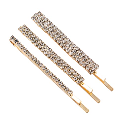 Ipetboom 3St einfache Haarspange mit Strass Kristall-Bobby Bobby für dickes Haar Haarnadel Haarklammer Frauen Haarspange Frauen-Accessoire Strasssteine Haarschmuck Kopfbedeckung schmücken von Ipetboom