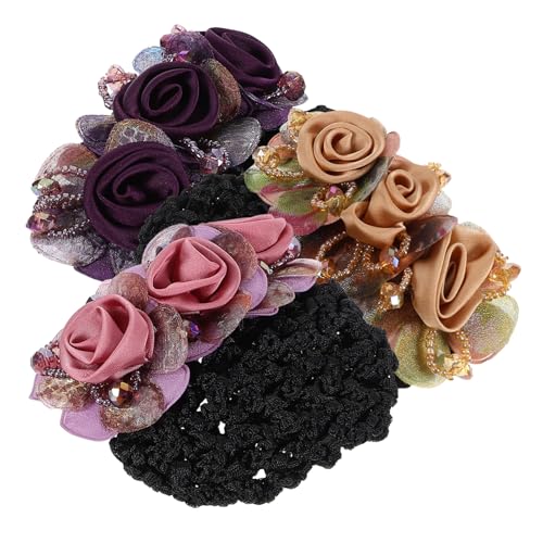 Ipetboom 3stücke Haarknoten-abdeckung Mit Blumenmuster Haarnetz-clip Für Damen Haar-accessoire Für Bühnenauftritte Cosplay Und Verschiedene Anlässe von Ipetboom
