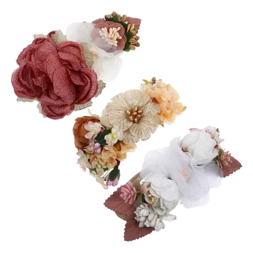 Ipetboom 3St Haarschmuck für Kinder hair accessories kinder haargummis Neugeborenen-Stirnband elastisch Blumenstirnband für Mädchen Haarband Blumenmädchen Haarschmuck Blumenkrone Nähen von Ipetboom