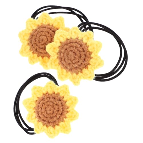 3St Haarschmuck Sonnenblumen-Haargummis Sonnenblumen-Pferdeschwanzhalter Häkelnadel Haarbänder Haargummis für lockiges Haar Haargummis für Frauen dünnes Haar die Blumen Stirnband von Ipetboom