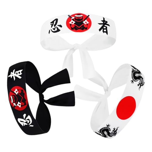 Ipetboom 3stücke Stirnbänder Japanisch Für Damen Herren Samurai Ninja Karate Koch-accessoires Küchen-stirnband Sushi-kostümzubehör Atmungsaktiv Ipetboom 3stücke Stirnbänder Japanisch Für Damen Herren Samurai Ninja Karate Koch-accessoires Küchen-stirnband Sushi-kostümzubehör Atmungsaktiv von Ipetboom