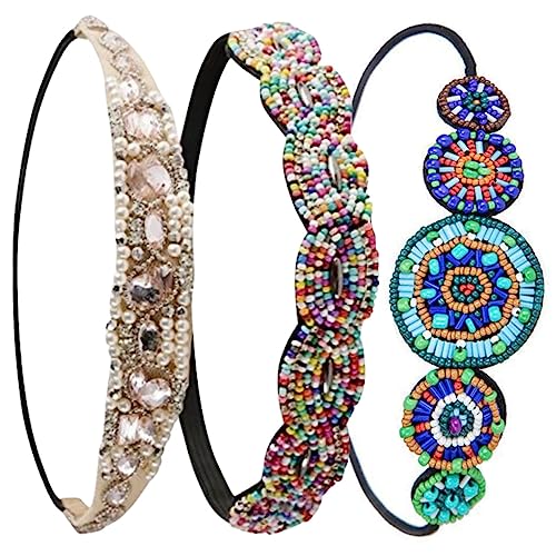Ipetboom 3 Stück Elastische Strass Stirnbänder Für Damen Und Mädchen Juwelen Haarbänder in Einheitsgröße Für Hochzeiten Bälle Strand Und Besondere Anlässe von Ipetboom