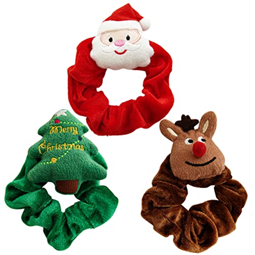 Ipetboom 3 Stücke Flauschigen Weihnachten Haar Zubehör Set Frauen Pferdeschwanz Inhaber Weihnachten Haar Scrunchies von Ipetboom