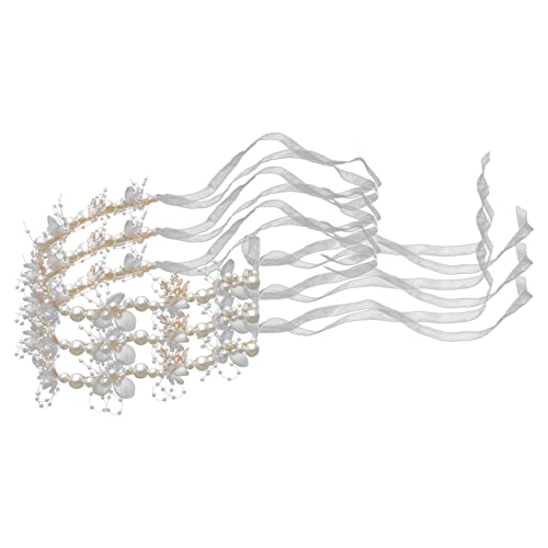 Ipetboom 3st Stirnband Aus Blattgold Retro-blumenkopfschmuck Haarteil Mit Strasssteinen Perlenkopfschmuck Für Mädchen Vintage Haarband Blumenstirnband Brötchen Weiß Blumenmädchen Kind von Ipetboom