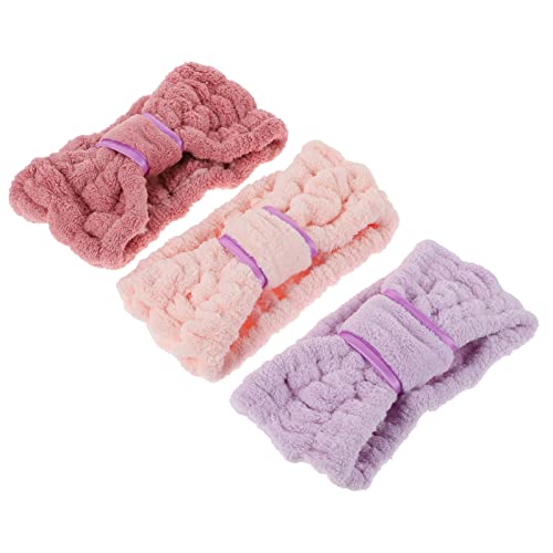 Ipetboom 3stücke Stretch Haargummi Für Sport Und Make-up Korallenfarbene Fleece-stirnbänder Für Yoga Gesichtspflege Und Freizeitaktivitäten von Ipetboom