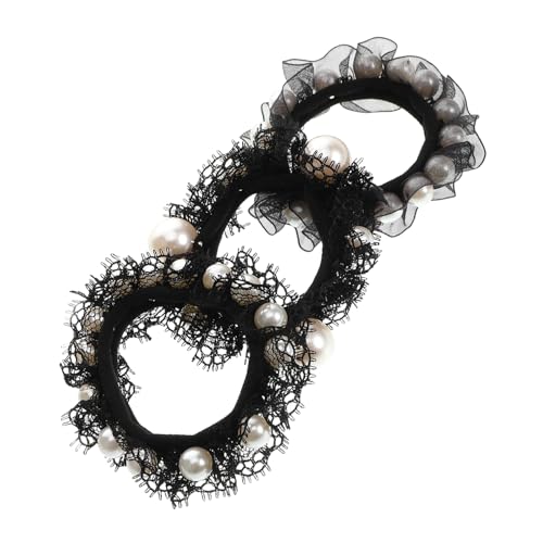 Ipetboom 3stücke Haargummis Ohne Beschädigung Elastische Baumwoll Haargummis Haarbänder Mit Perlen Haarschmuck Für Frauen Kleine Für Locken von Ipetboom
