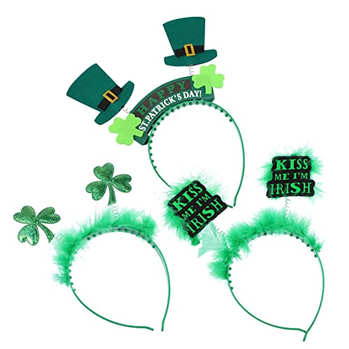 Ipetboom 3st Stirnband Mädchen Damen Zubehör St Patricks Day Kopfschmuck Hair Accessories Shamrock Antenne Leuchtende Stirnband Headwear Irische Accessoires Haar Plastik Zylinder von Ipetboom