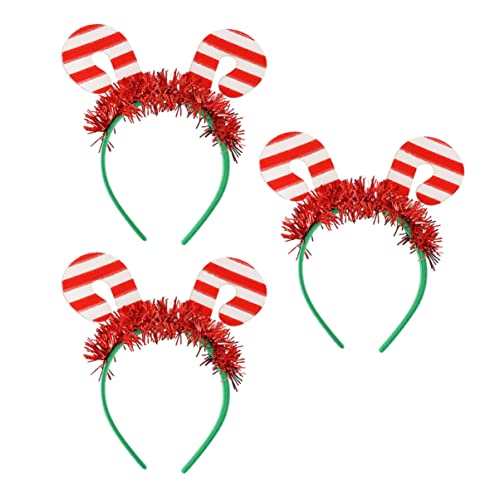 Ipetboom 3st Weihnachts-cane-stirnband Weihnachtszuckerstange Stirnband Weihnachts-haarschmuck Schicke Haarreifen Urlaubshaar Foto Haarreifen Bühnenhaarband Rote Haarschleife Handtuch von Ipetboom