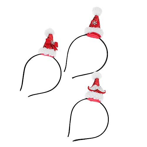 Ipetboom 3stücke Weihnachts-haarreif Lustige Designs Mit Weihnachtsmütze Herz Und Schleife Für Festlichkeiten Cosplay Und Partys von Ipetboom