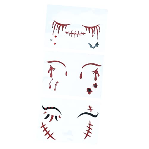 Ipetboom 3stücke Halloween Gesicht Aufkleber Gruselige Für Partys Temporäre Makeup-sticker Für Halloween-dekoration Und Kostüme Hautfreundlich Einfache Anwendung von Ipetboom