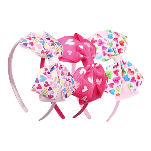 Ipetboom 3stücke Teiliges Mädchen-stirnband Mit Schleife Und Herz Kostümzubehör Für Partys Sanft Zu Haaren Für Junge Mädchen Geeignet Versüßt Festliche Anlässe von Ipetboom