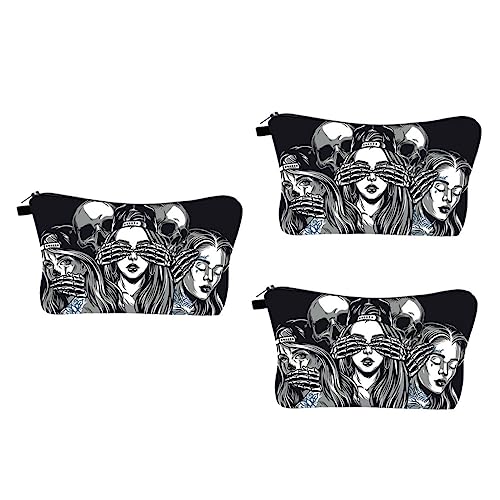 Ipetboom 3stücke Teiliges wasserdichte Kosmetiktaschen Mit Schädel- Tragbare Make-up-Taschen Multifunktionale Toilettenbeutel Für Damen Für Und Aufbewahrung von Ipetboom
