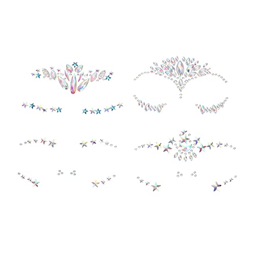 Ipetboom 4 Bögen Gesichts-edelstein-aufkleber Make-up-strass-aufkleber – Augen-aufkleber Für Festival-partys von Ipetboom