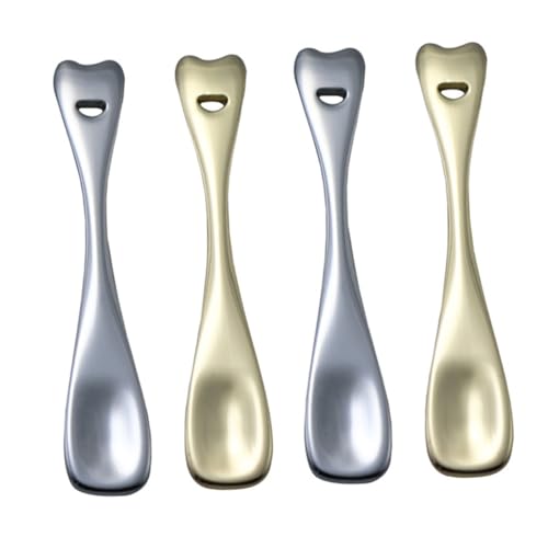 Ipetboom 4 Stücke Metall Gesichtscreme Löffel Satz Kosmetik Unterpaket Löffel Make Up Werkzeug für Cremes und Masken Leicht und Einfach zu Reinigen für Schönheitssalons von Ipetboom