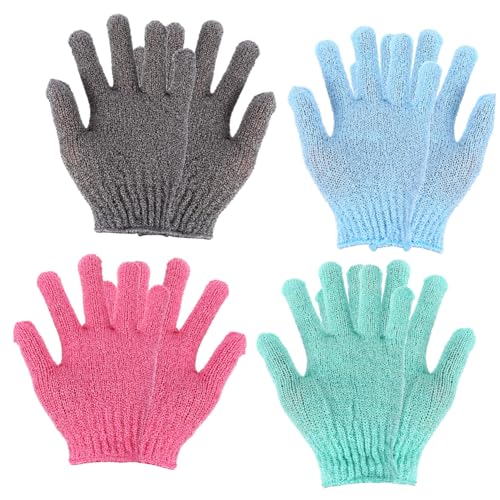 Ipetboom 4 Paar Schlammschrubberhandschuhe Reinigungshandschuhe Badehandschuh Fäustling Badetuch Badehandschuhe Für Die Dusche Fünffinger Duschhandschuhe Badeschrubber Peelinghandschuhe von Ipetboom