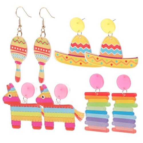 Ipetboom 4paare Acryl-ohrringe Im Mexikanischen Stil Für Fiesta-party Leichte Und Stabile Ohrhänger Für Frauen Bunte Party-ohrschmuck Mit Hawaiianischen Motiven Ipetboom 4paare Acryl-ohrringe Im Mexikanischen Stil Für Fiesta-party Leichte Und Stabile Ohrhänger Für Frauen Bunte Party-ohrschmuck Mit Hawaiianischen Motiven von Ipetboom