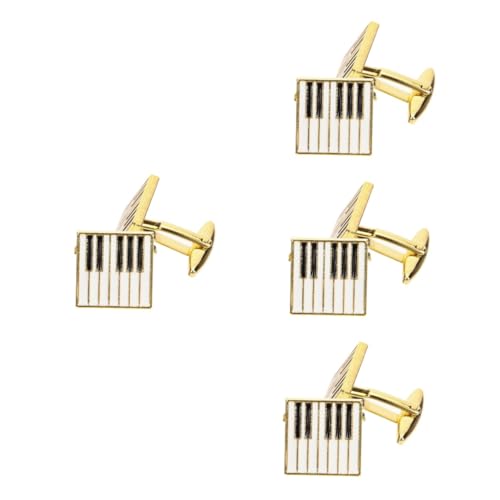 Ipetboom 4 Paare Piano Design Manschettenknöpfe Herren Goldfarbene Cufflinks für Anzüge Besondere Anlässe Stilvolles Accessoire für Modernen Gentleman von Ipetboom