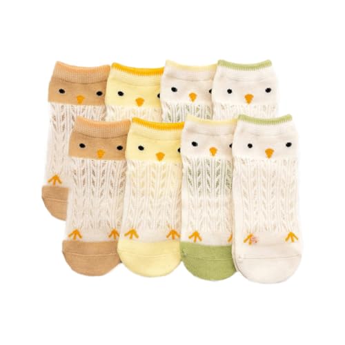 Ipetboom 4 Paare Rutschfeste Frühlings Sommer Netzsocken Atmungsaktiv Leicht Mit Hübschem Hühnermotiv Für Jungen Und Mädchen Fußlänge von Ipetboom