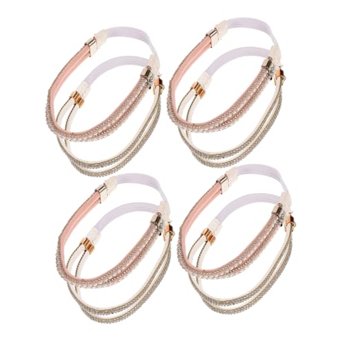 Ipetboom 4 Paare Strass Schuhbänder für High Heels Elastische Abnehmbare Lose Riemen Dekorative Haltebänder für Sandalen Pantoffeln Damen und Mädchen Praktische Sicherung für Festen Sitz von Ipetboom
