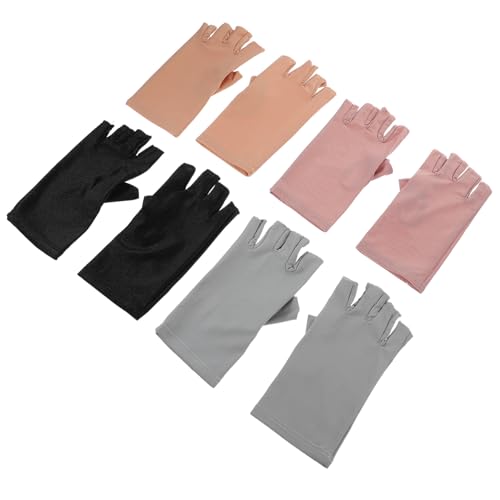 Ipetboom 4 Paare UV schutz Handschuhe Damen Fingerfrei Schutzhandschuhe Elastisch Atmungsaktiv Nail Art Anti UV Handschuhe in Beige Schwarz von Ipetboom