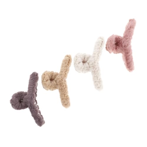 Ipetboom 4 STÜCKE Teiliges Plüsch Haarklammern Große Weiche Haarspangen für Damen und Mädchen Langlebige und Stabile Haarclips für Styling Make Up und Bad Flauschige Haaraccessoires von Ipetboom