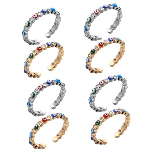 Ipetboom 4 Sätze Böser Auge Ring Verstellbarer Damenring Platinbeschichtung Modischer Schmuck Für Frauen Teenager Elegant Komfortabel 2 Stück * 4 von Ipetboom
