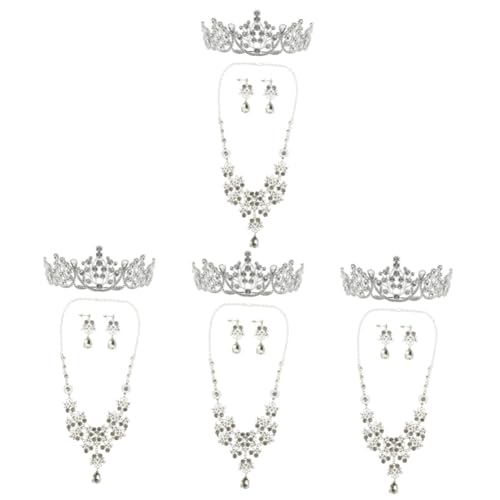 Ipetboom 4 Sätze Brautkrone Chokerhalsketten für Frauen Hochzeitskrone für die Braut Ohrringe Tiara Hochzeitsdiademe für die Braut Hochzeitskleid Krone Mode schmücken Haarschmuck Fräulein von Ipetboom