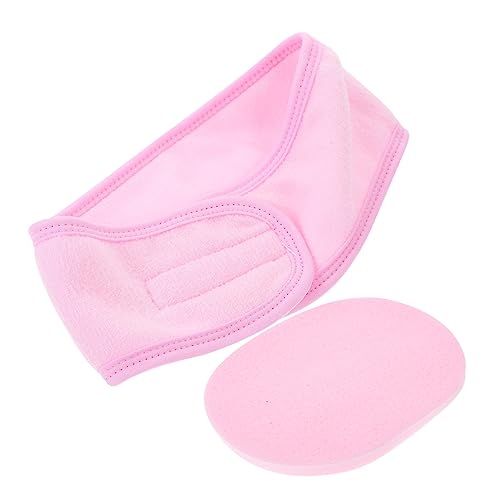 Ipetboom 4 Sätze Gesichtswasch-Stirnband-Set Stirnbänder für Damen zum Waschen des Gesichts elastisches Stirnband Haarband Schwämme elastische Haargummis Make-up-Haar-Stirnbänder Sport Rosa von Ipetboom