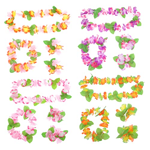 Ipetboom Blumen Haarband für Mädchen 4 Stück Hawaii Thema Stirnband Armband und Halskette Floral Haar Accessoires für Hochzeiten Partys und Festivals von Ipetboom