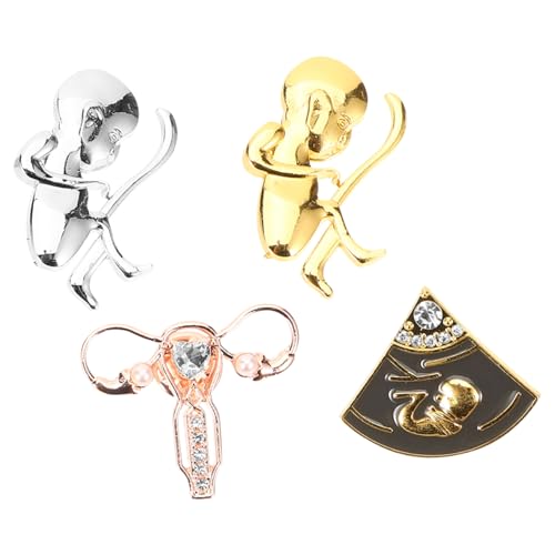 Ipetboom 4 Stck Teiliges Metallbroschen Ästhetische Anstecknadeln in Gebärmutter Form Langlebige Zinklegierung Vielseitig für Kleidung Schals Hüte Geschenkidee für Frauen und von Ipetboom