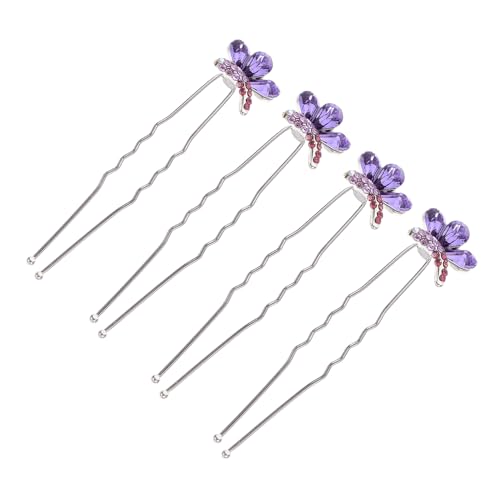 Ipetboom 4 Stck Teiliges U Förmiges Haarnadel mit Schmetterlings Strasssteinen Eleganter Haarschmuck für Braut und Mädchen Festlicher Hochzeit Haarnadeln Sicherer Modisches Accessoire von Ipetboom