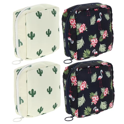 Ipetboom 4 Stück Aufbewahrungsbeutel für Damenbinden Aufbewahrung von Servietten Wiederverwendbare sanitär Pads Geldbörse für kleine Geldbörse Münzbeutel Oxford-Stoff von Ipetboom