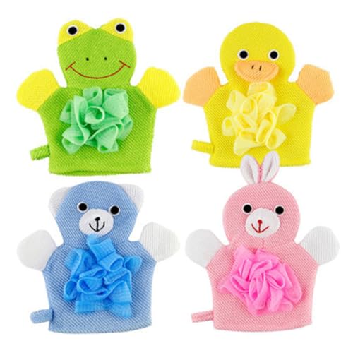 Ipetboom 4stücke Cartoon Stil Junge Mädchen Badehandschuhe Hautverträglich Peeling Badeschrubbhandschuhe Für Arm Bein Rücken Brust Komfortable Reinigung Handschuhe von Ipetboom