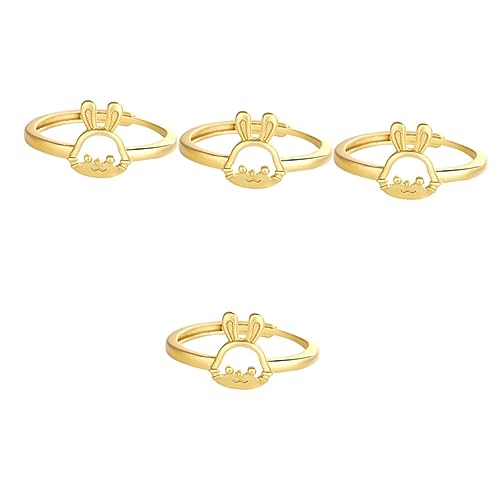 Ipetboom 4 Stück Bunny Ring Damen Verstellbarer Tier Ring Kreativer Schmuck für Frauen Modischer Fingerreif für für Freunde Familie von Ipetboom