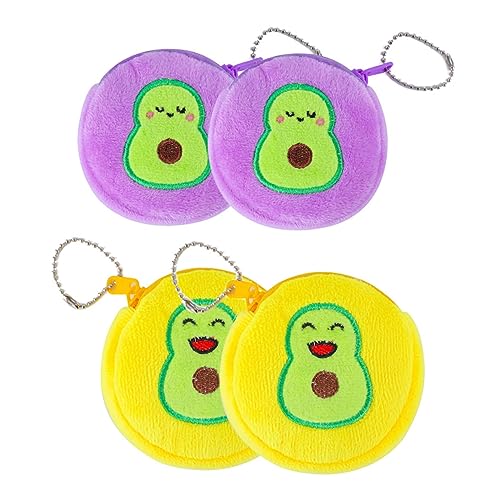 Ipetboom 4 Stück Cartoon Kopfhörertasche Plüsch Münztasche Für Kinder Mädchen Und Teenager Mit Reißverschluss Tragbar Süßes Design in Gelb Und Violett Für Münzen Schlüssel Und von Ipetboom