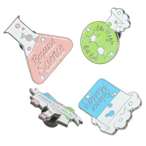 Ipetboom 4 Stück Chemie Anstecknadeln aus Legierung Kreative Enamel Broschen Pins Dekorative Reagenzglas Broschennadeln für Kleidung Rucksäcke Jacken Modeaccessoire von Ipetboom