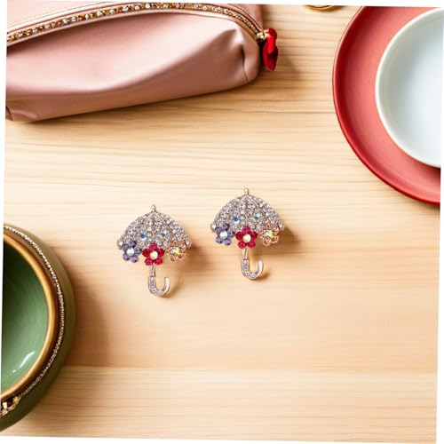 Ipetboom 4 Stück Damen Broschen Regenschirm mit Strasssteinen Stilvolle Anstecknadeln aus Modische Schmuckaccessoires für Kleidung Rucksäcke Schals und Hüte von Ipetboom