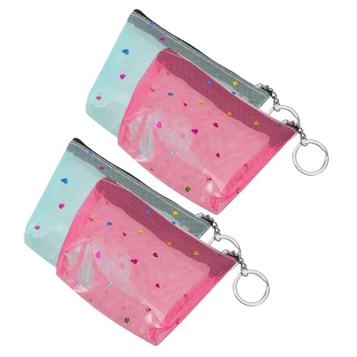 Ipetboom 4 Stück Damen Münzgeldbörse Durchsichtige Reißverschlusstasche Kleine Geldbörse für Frauen mit Blumenmuster Praktische Clutch für Schlüssel Geld und Karten von Ipetboom