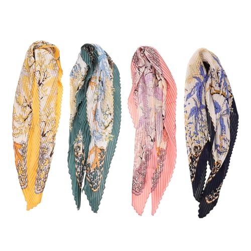 Ipetboom 4 Stück Damen Seidenschals im Rhombus Design Vielseitige Halstücher Haarbänder Atmungsaktiv Hautfreundlich Kreative Modeaccessoires Zufälligen Farben Zufällige von Ipetboom