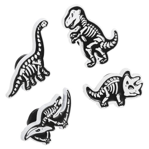 Ipetboom 4 Stück Dinosaurier Skelett Broschen aus Legiertem Kreative Anstecknadeln im Dino Schädel Design Modische Reverspins für Jacken Taschen Pullover für Damen und Freunde von Ipetboom