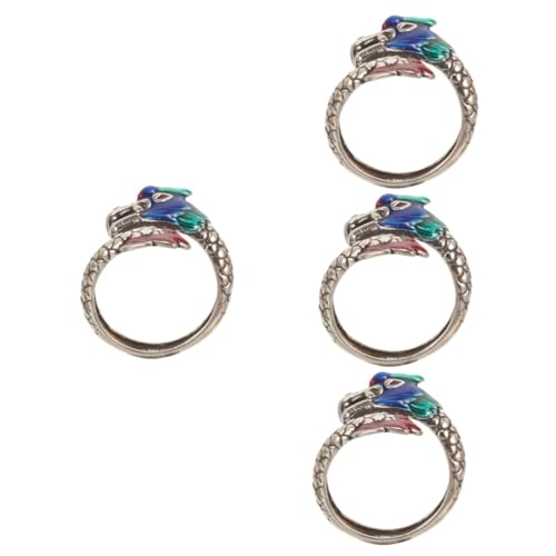 Ipetboom 4 Stück Drachenring Offener Hochzeitsring Fingerring Für Modische Ringe Damenschmuck Metallringe Für Frauen Herrenring Damen Verstellbarer Verstellbarer von Ipetboom