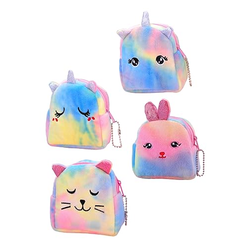 Ipetboom 4stücke Plüsch Einhorn Münztaschen Cartoon Design Geldaufbewahrungstaschen Schöne Münzetui Tragbare Kleine Änderung Tasche von Ipetboom