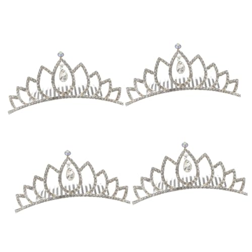 Ipetboom 4 Stück Farbige Strasskrone Diamant-kopfschmuck Kinderkamm Braut Diadem Kamm Vintage-dekor Kämme Für Kinder Kämme Für Frauen Tiara Fräulein Haarschmuck Legierung Strasssteine Weiß von Ipetboom