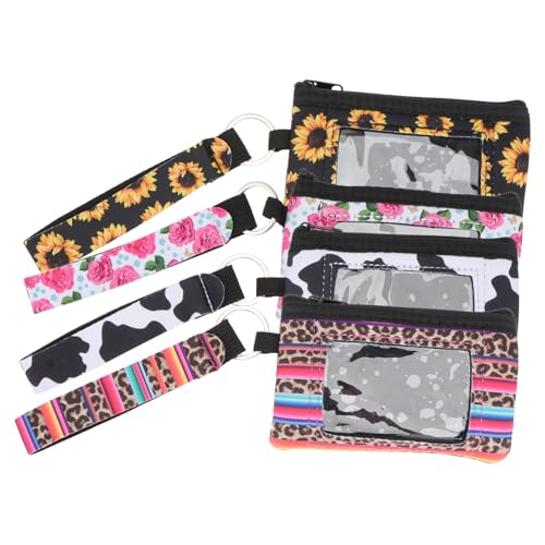 Ipetboom 4stücke Multifunktionale Neopren Kreditkarten Und Geldbörsen Mit Druck Vielseitige Aufbewahrungstaschen Für Damen Für Reisen Und Alltag von Ipetboom