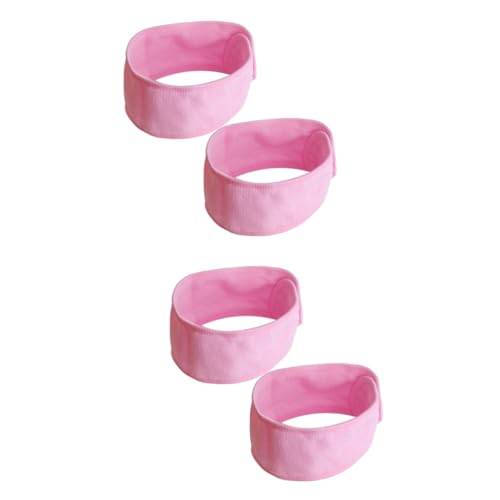 Ipetboom 4 Stück Haarband Gesichtspflege-Kopfpackung Make-up-Stirnbänder Make-up-Stirnband bilden Duschbad Haargummi Turban-Mütze Yoga-Stirnband Sanft Schal scharfes S Rosa von Ipetboom