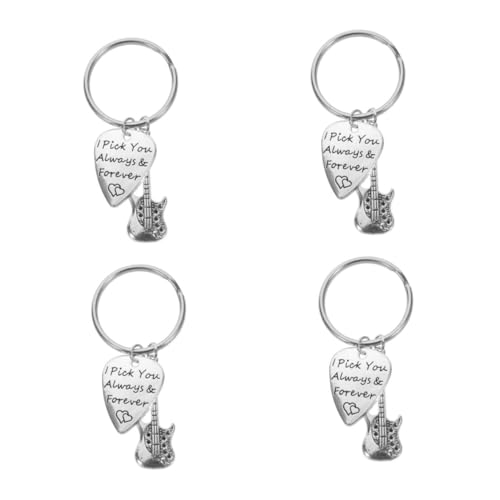 Ipetboom 4 Stück Gitarre Plectrum Schlüsselanhänger Schlüsselring Anhänger Kreatives Design für Taschen Schlüssel Handys für Musikliebhaber Freunde Praktisch von Ipetboom